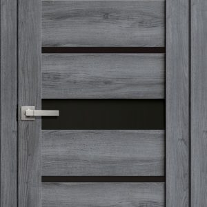 LITE DOORS - L20 Цвет Дуб Стоунвуд 3D Чёрное стекло