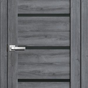 LITE DOORS - L26 Цвет Дуб Стоунвуд 3D Чёрное стекло